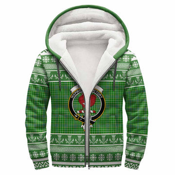 Currie Clan Tartan Christmas Fleece Hoodie with Family Crest