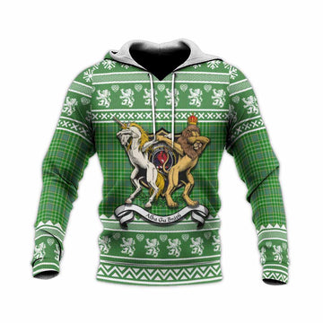 Currie Clan Tartan Crest Christmas Knitted Hoodie Coat of Arms Funny Style