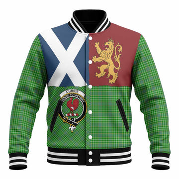 Currie Crest Tartan Baseball Jacket with Lion Rampant Saltire Style