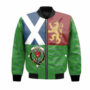 Currie Crest Tartan Bomber Jacket with Lion Rampant Saltire Style