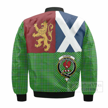 Currie Crest Tartan Bomber Jacket with Lion Rampant Saltire Style