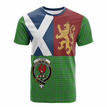 Currie Crest Tartan Cotton T-shirt with Lion Rampant Saltire Style