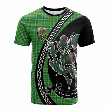 Currie Family Crest Tartan Cotton T-shirt Alba Thistle Inspired
