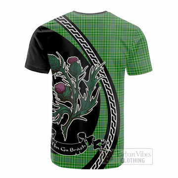 Currie Family Crest Tartan Cotton T-shirt Alba Thistle Inspired