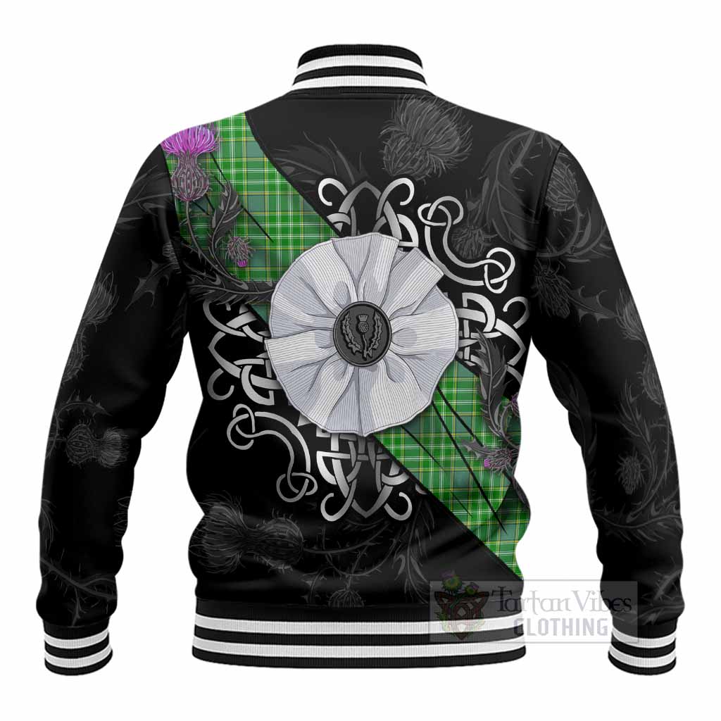 Currie Tartan Baseball Jacket Jacobite White Rose - Tartan Vibes Clothing