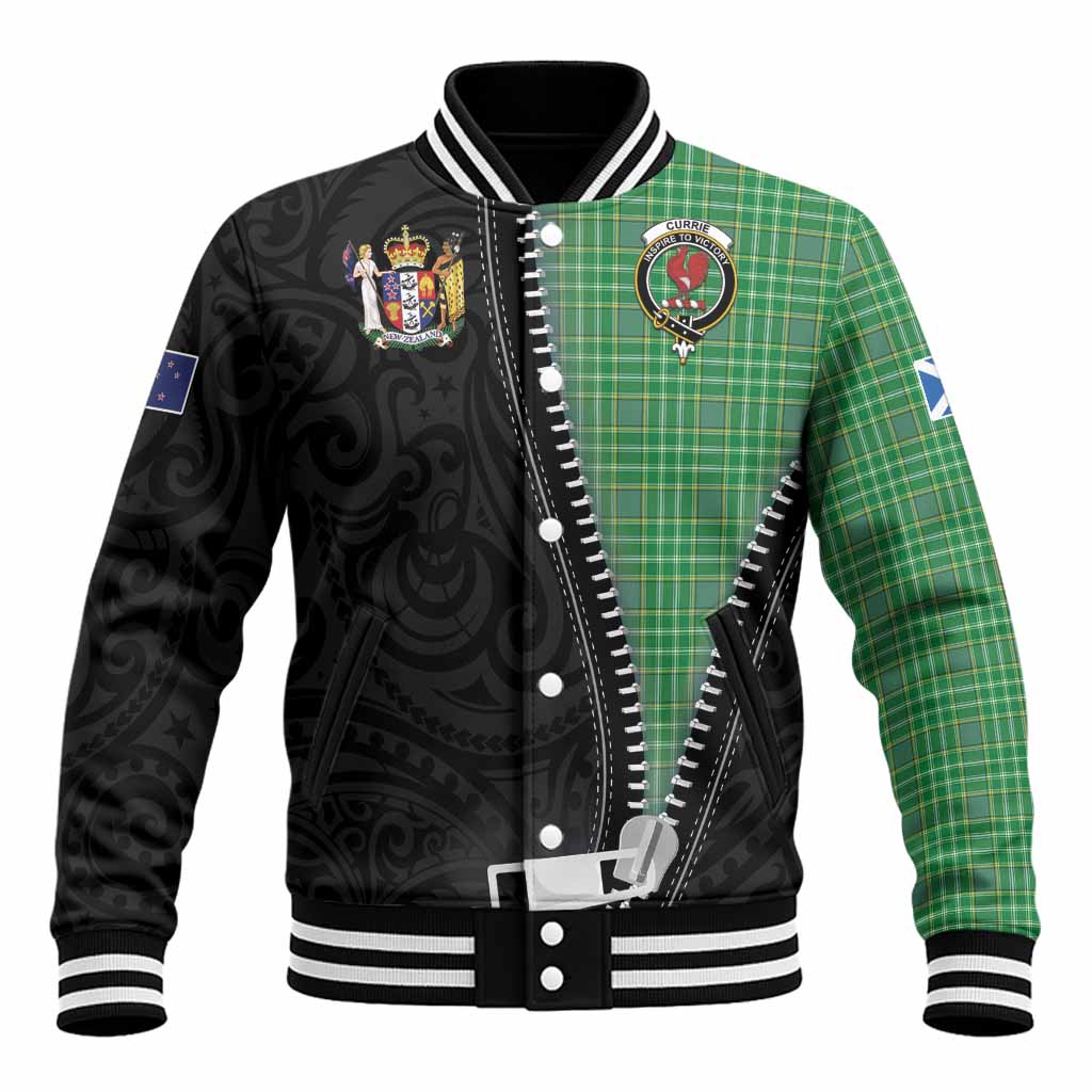 Currie Tartan Baseball Jacket New Zealand Pattern Unique Zipper Stylized