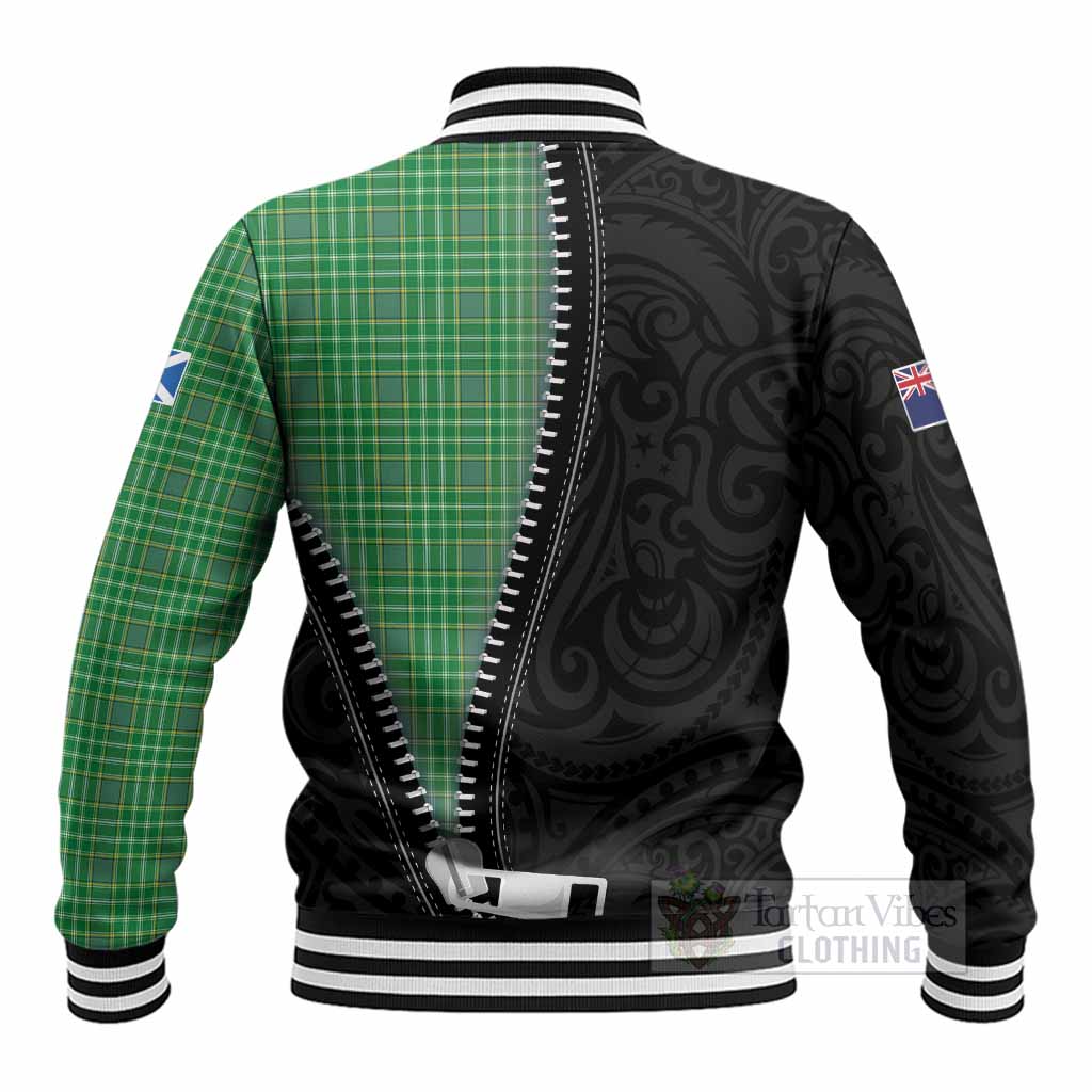 Currie Tartan Baseball Jacket New Zealand Pattern Unique Zipper Stylized