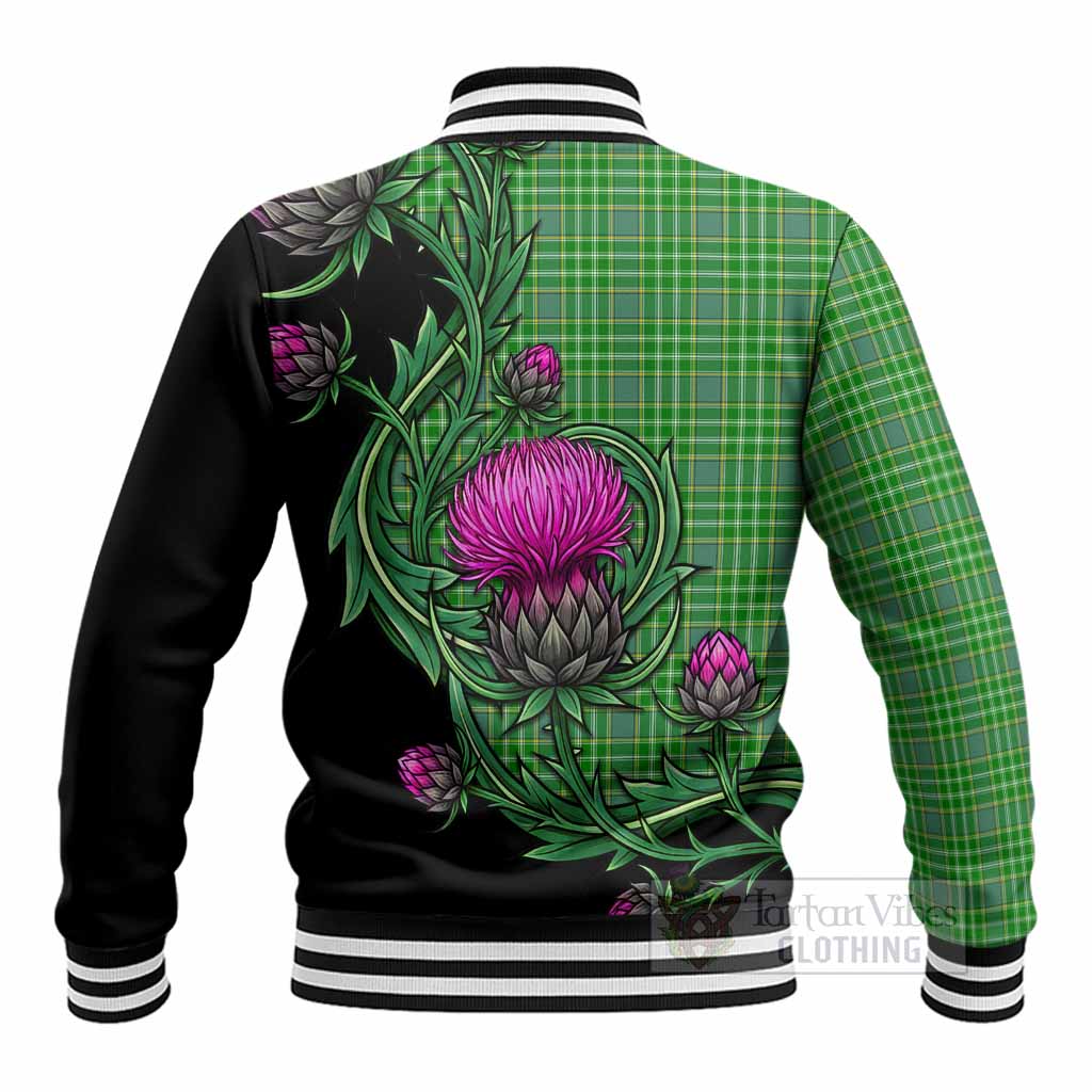 Currie Tartan Baseball Jacket Resilient Scottish Thistle - Tartan Vibes Clothing