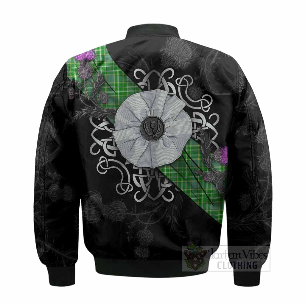 Currie Tartan Bomber Jacket Jacobite White Rose - Tartan Vibes Clothing