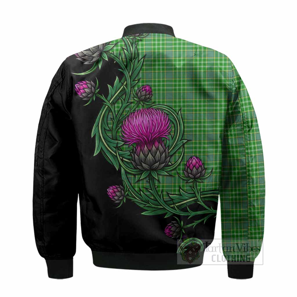 Currie Tartan Bomber Jacket Resilient Scottish Thistle - Tartan Vibes Clothing