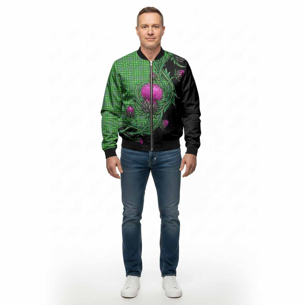 Currie Tartan Bomber Jacket Resilient Scottish Thistle - Tartan Vibes Clothing