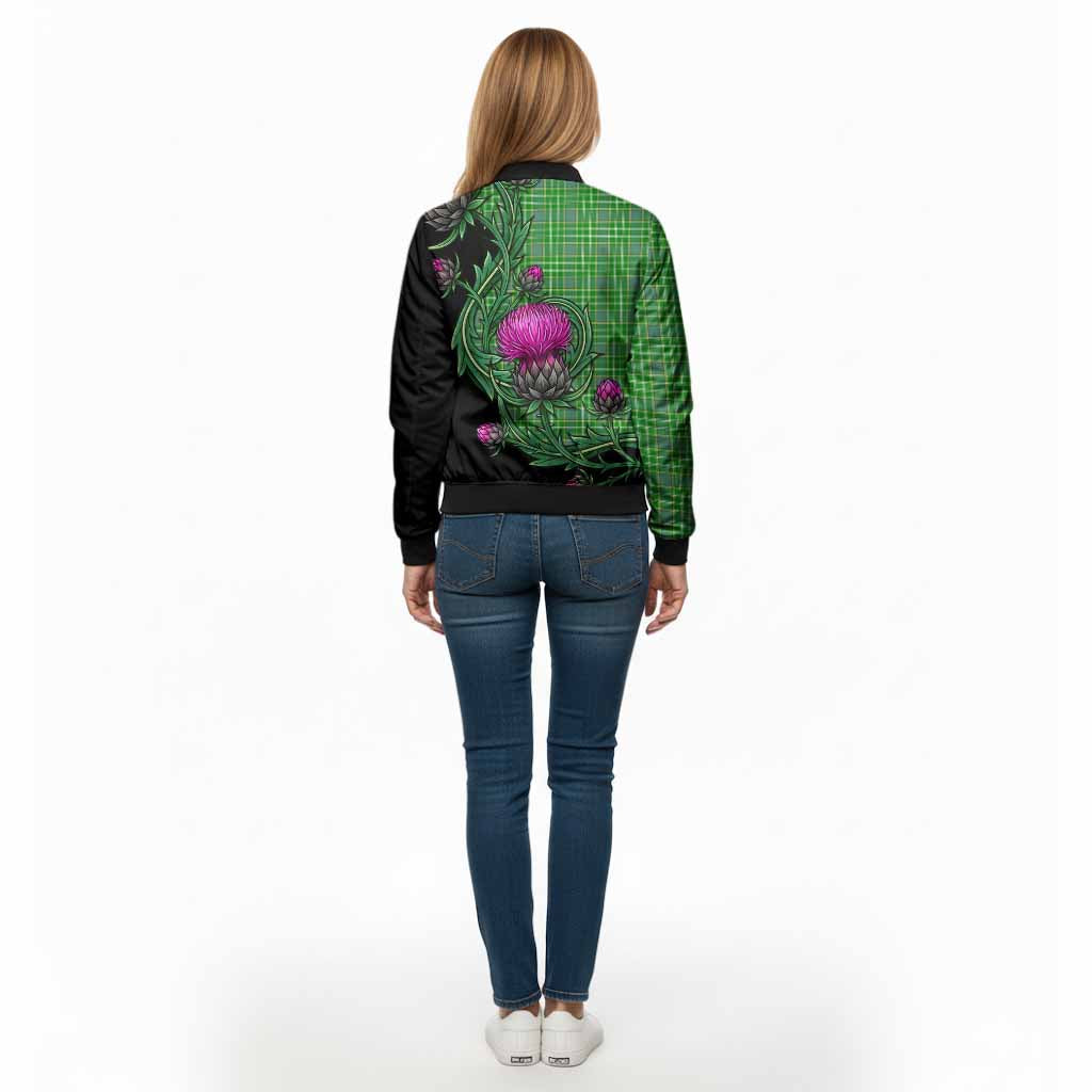 Currie Tartan Bomber Jacket Resilient Scottish Thistle - Tartan Vibes Clothing