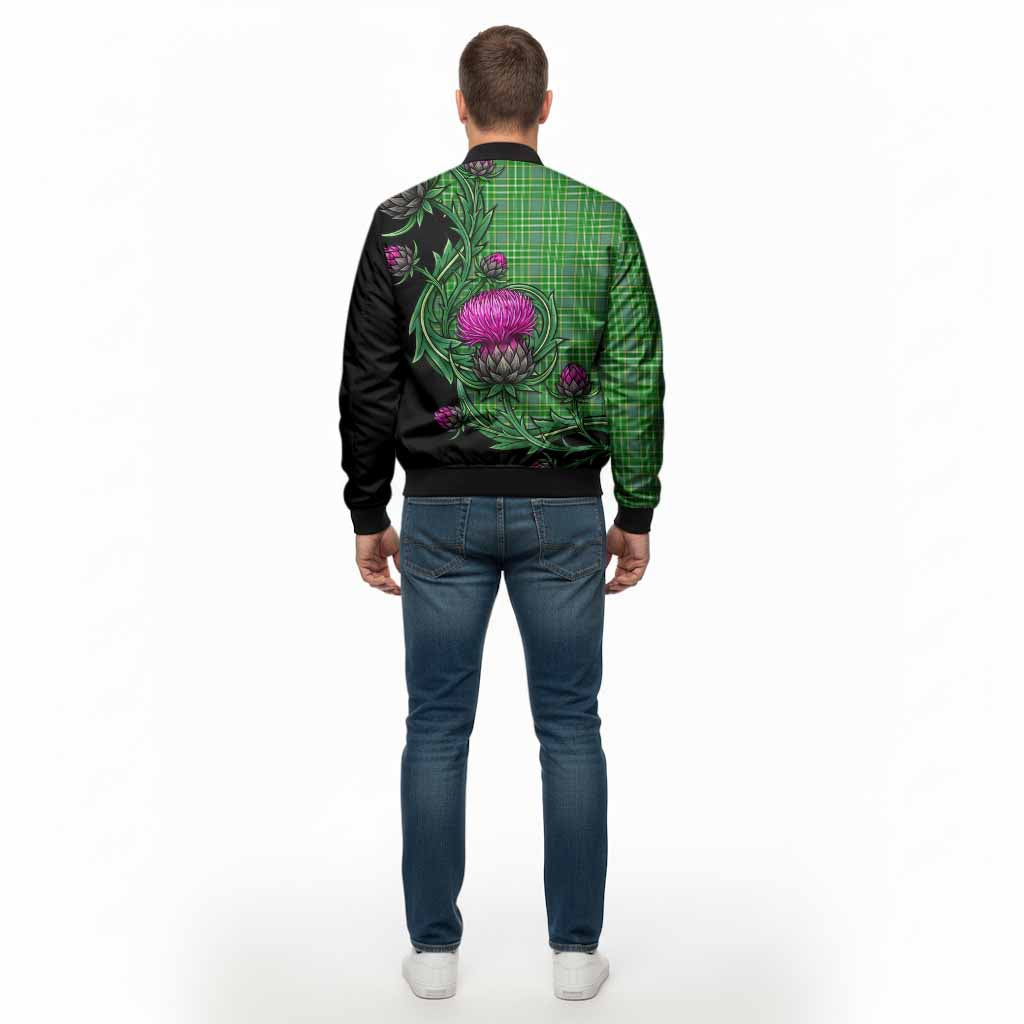 Currie Tartan Bomber Jacket Resilient Scottish Thistle - Tartan Vibes Clothing