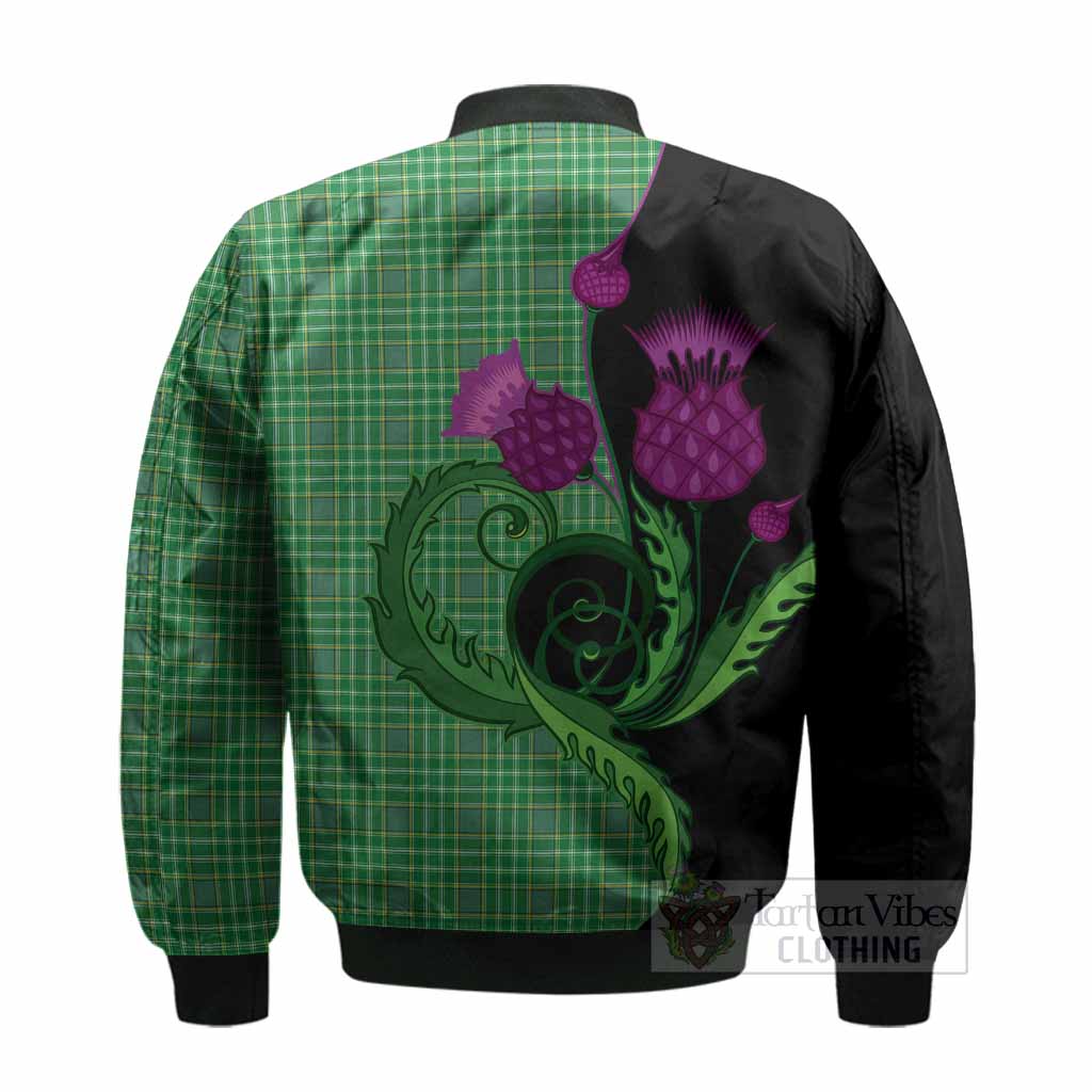 Currie Tartan Bomber Jacket Traditional Scottish Thistle