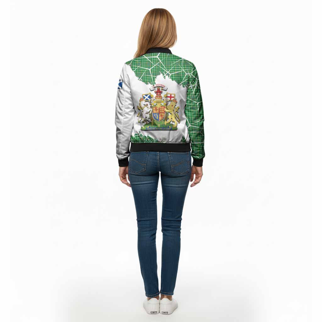 Currie Tartan Bomber Jacket with Family Crest and Lion Rampant Grunge Style