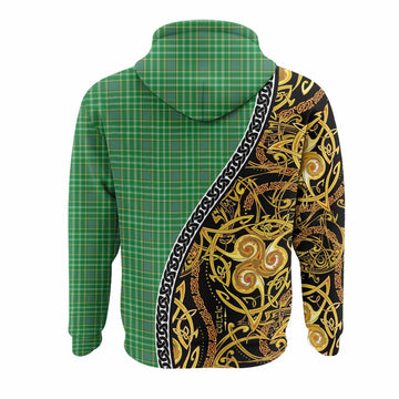 Currie Tartan Crest Hoodie Celtic Knot and Triple Trickle Spiral Symbols