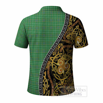 Currie Tartan Crest Polo Shirt Celtic Knot and Triple Trickle Spiral Symbols