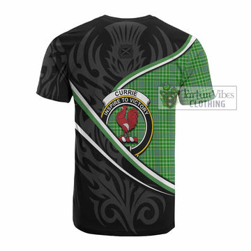 Currie Tartan Family Crest Cotton T-shirt Celtic Scottish Thistle Floral