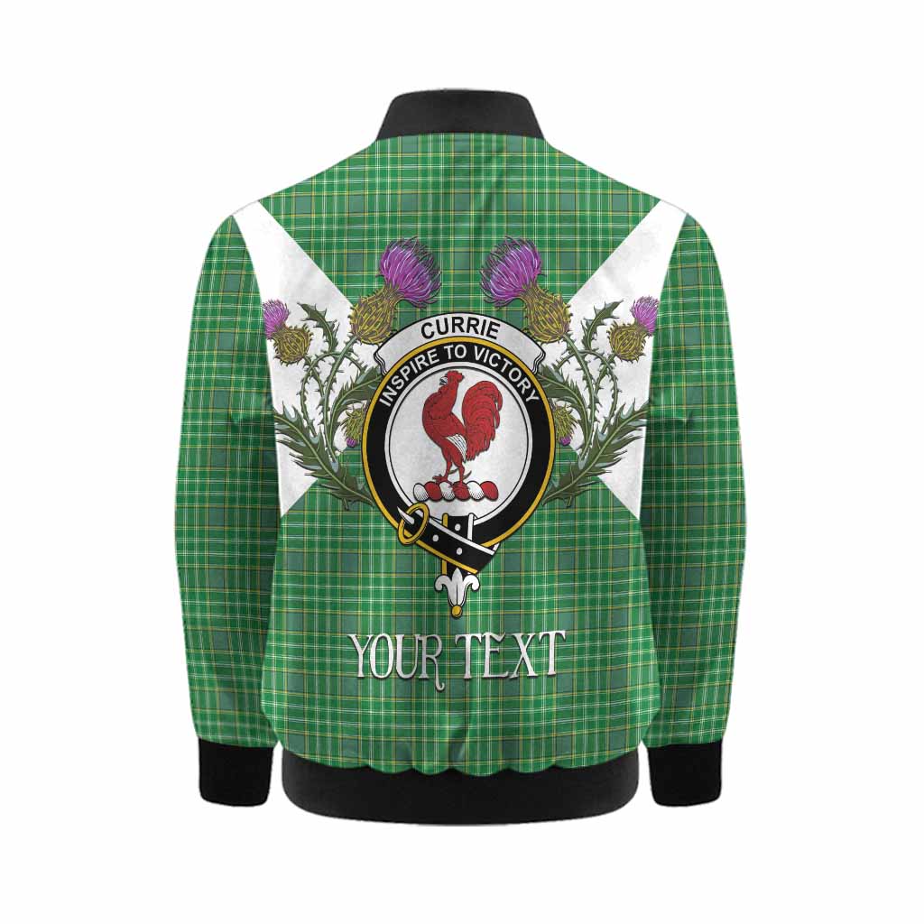Currie Tartan Family Crest Kid Bomber Jacket Scottish Burns Night Thistle Floral
