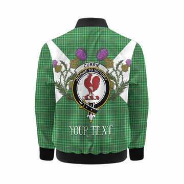 Currie Tartan Family Crest Kid Bomber Jacket Scottish Burns Night Thistle Floral