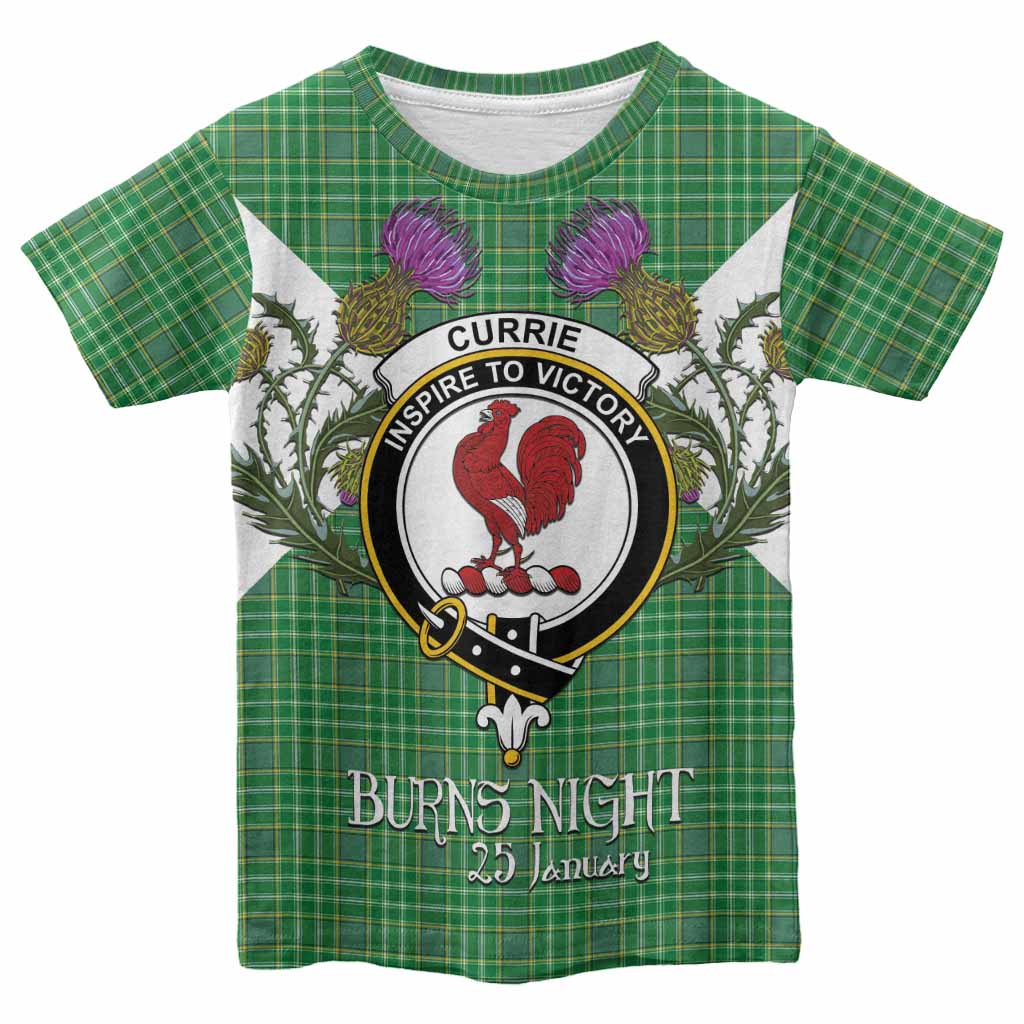 Currie Tartan Family Crest Kid T-shirt Scottish Burns Night Thistle Floral