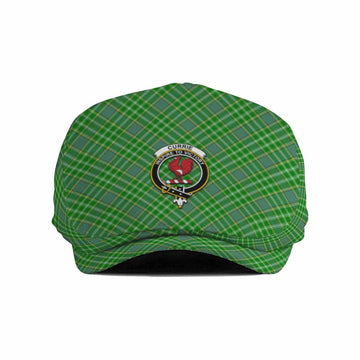 Currie Tartan Flat Cap, Jeff Cap Cross Style with Family Crest