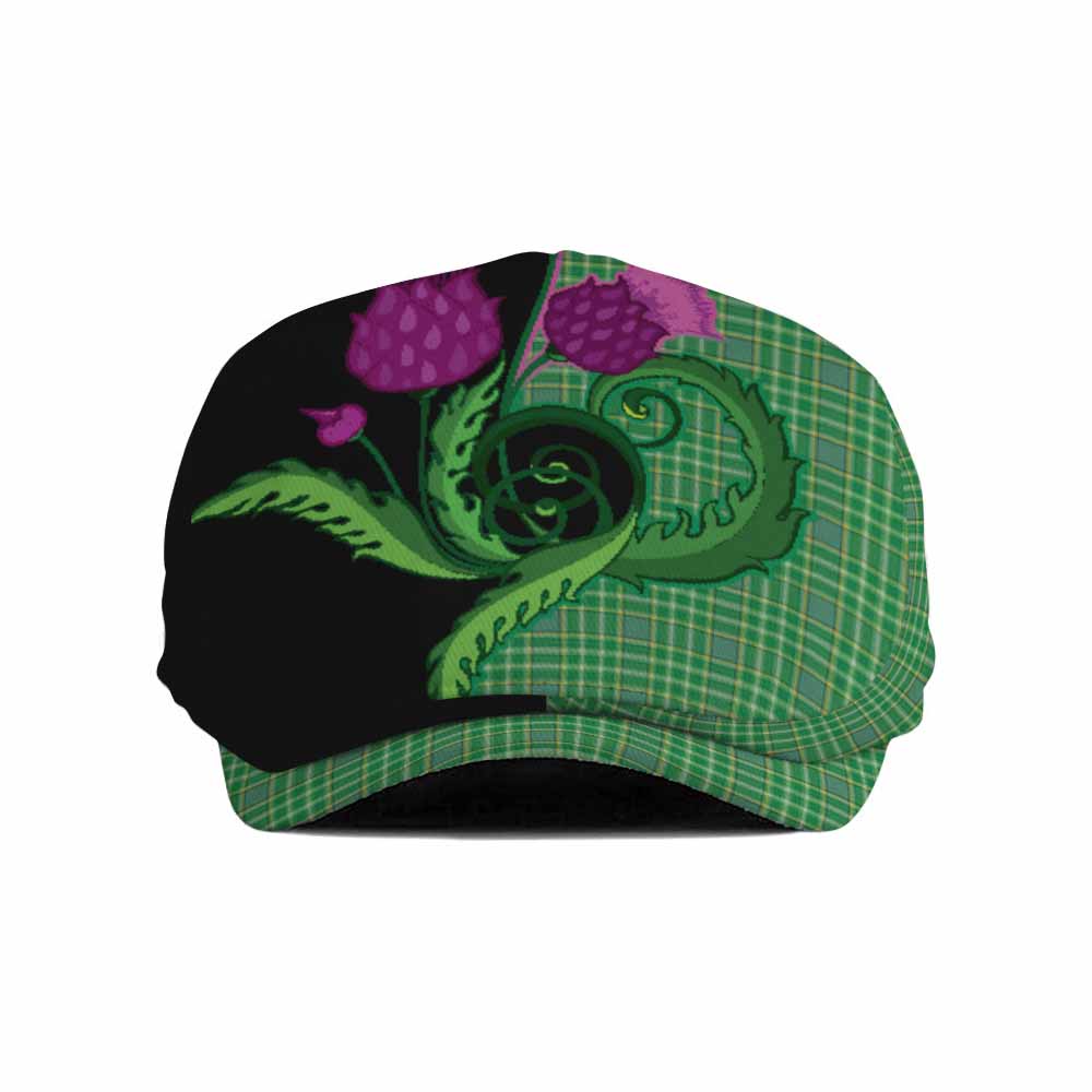 Currie Tartan Flat Cap, Jeff Cap Traditional Scottish Thistle