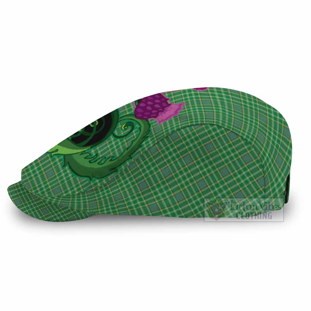 Currie Tartan Flat Cap, Jeff Cap Traditional Scottish Thistle