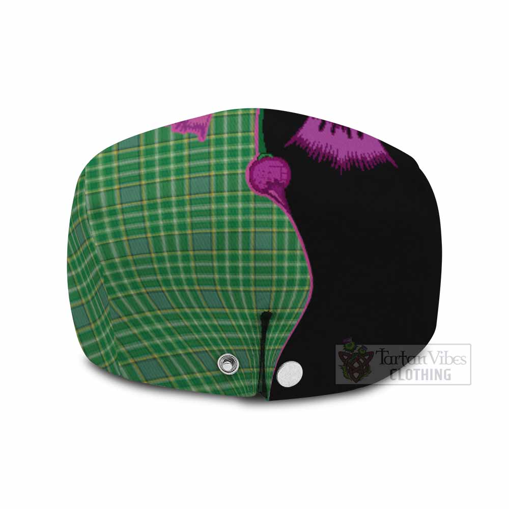 Currie Tartan Flat Cap, Jeff Cap Traditional Scottish Thistle