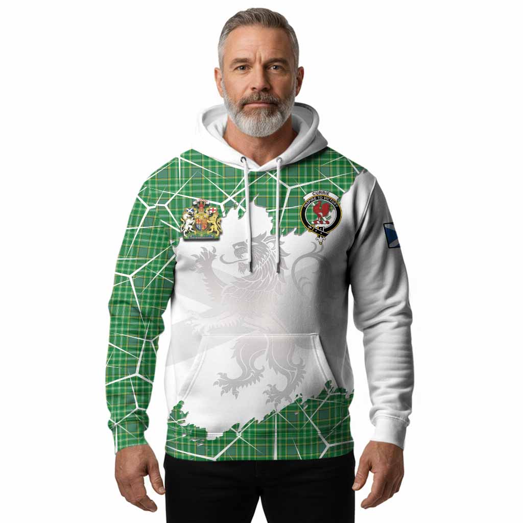 Currie Tartan Hoodie with Family Crest and Lion Rampant Grunge Style