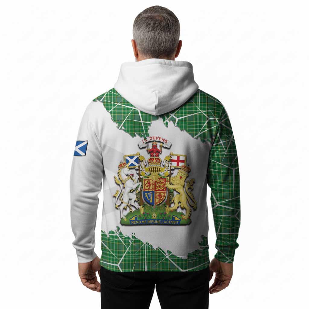 Currie Tartan Hoodie with Family Crest and Lion Rampant Grunge Style