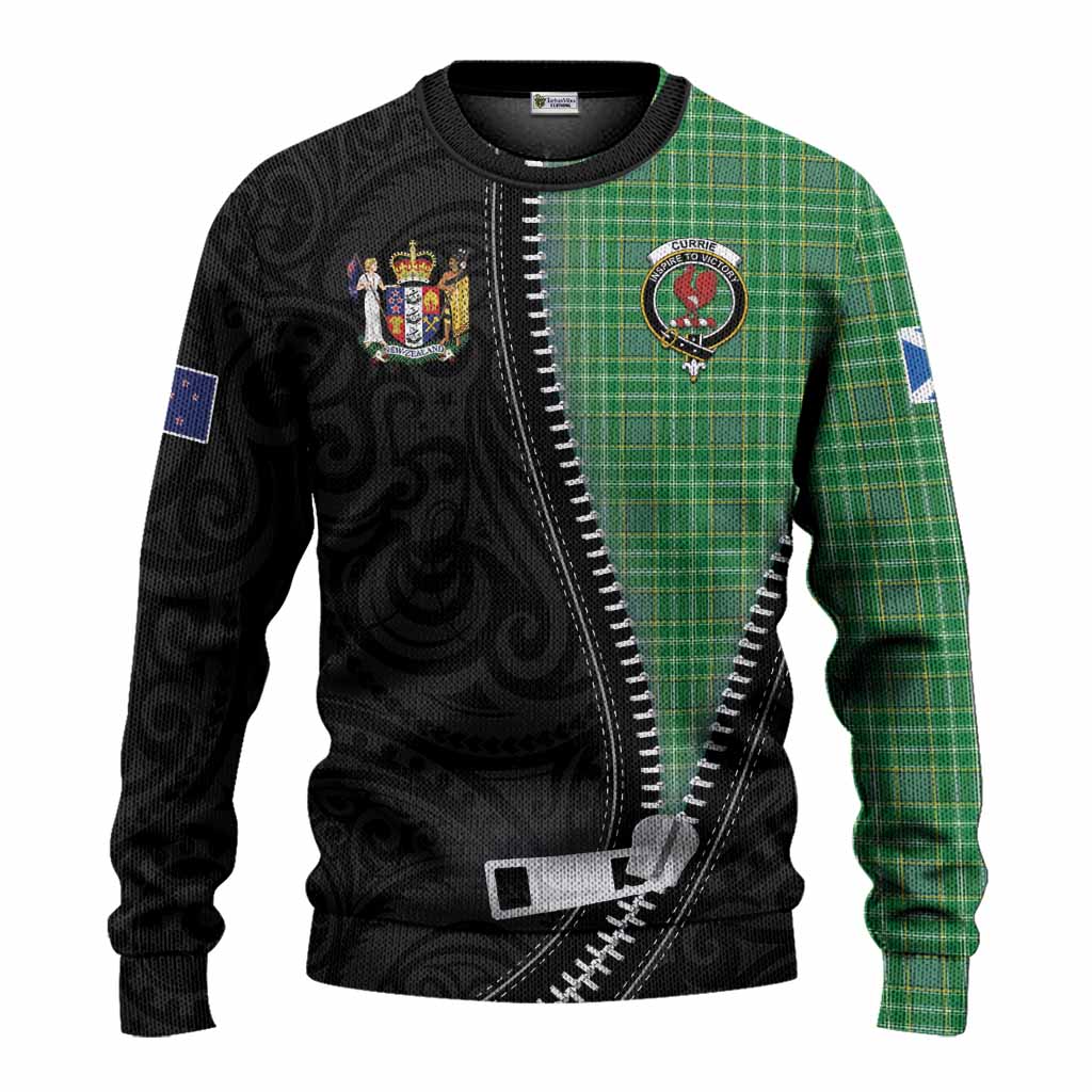 Currie Tartan Knitted Sweater New Zealand Pattern Unique Zipper Stylized