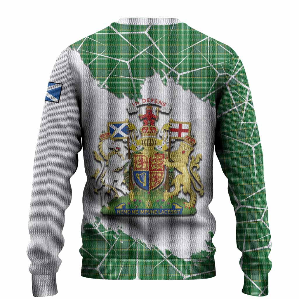 Currie Tartan Knitted Sweater with Family Crest and Lion Rampant Grunge Style