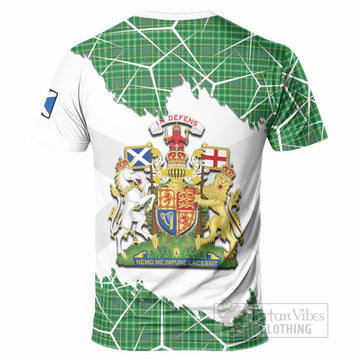 Currie Tartan T-Shirt with Family Crest and Lion Rampant Grunge Style