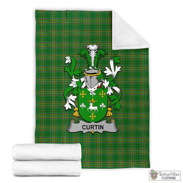Curtin Irish Clan Tartan Blanket with Coat of Arms