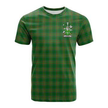 Curtin Irish Clan Tartan Cotton T-shirt with Coat of Arms