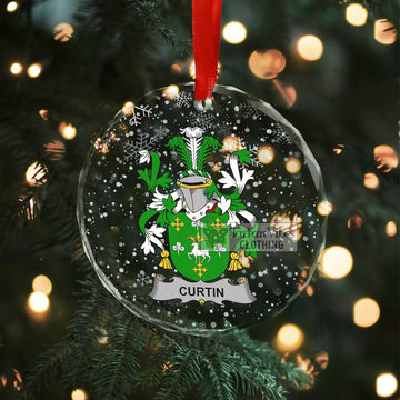 Curtin Irish Clan Christmas Glass Ornament with Coat of Arms