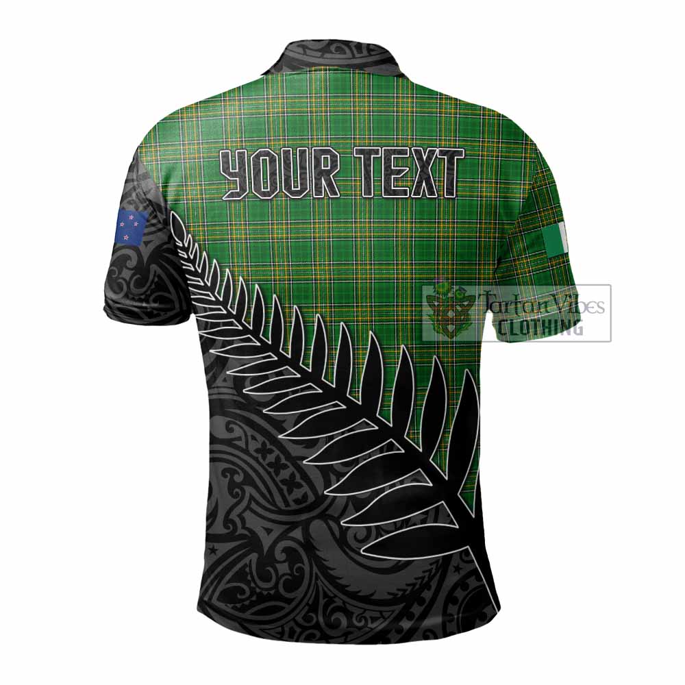 Tartan Vibes Clothing Curtin Irish Clan Tartan Polo Shirt with Coat of Arms New Zealand Silver Fern Half Style