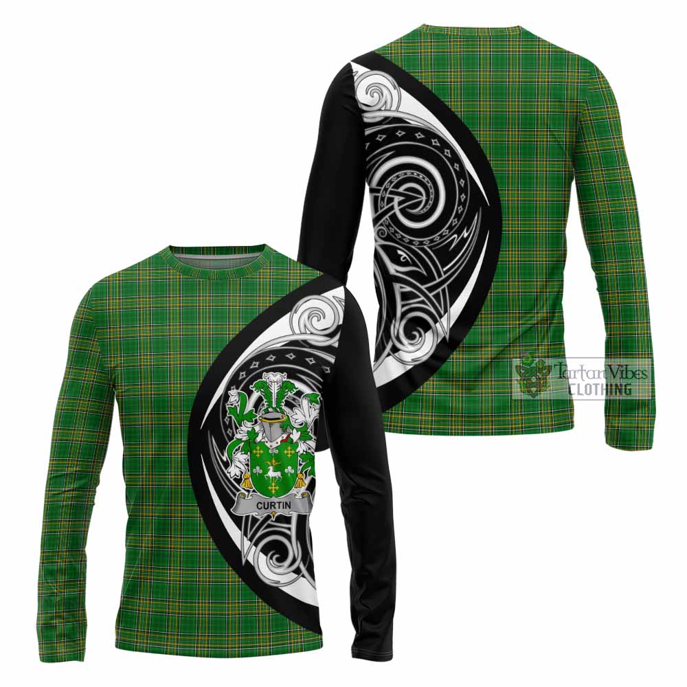 Tartan Vibes Clothing Curtin Irish Clan Long Sleeve T-Shirt Celtic Circle Style
