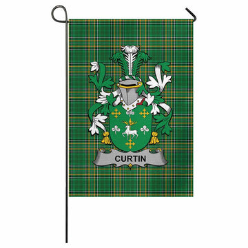 Curtin Irish Clan Tartan Garden Flag with Coat of Arms