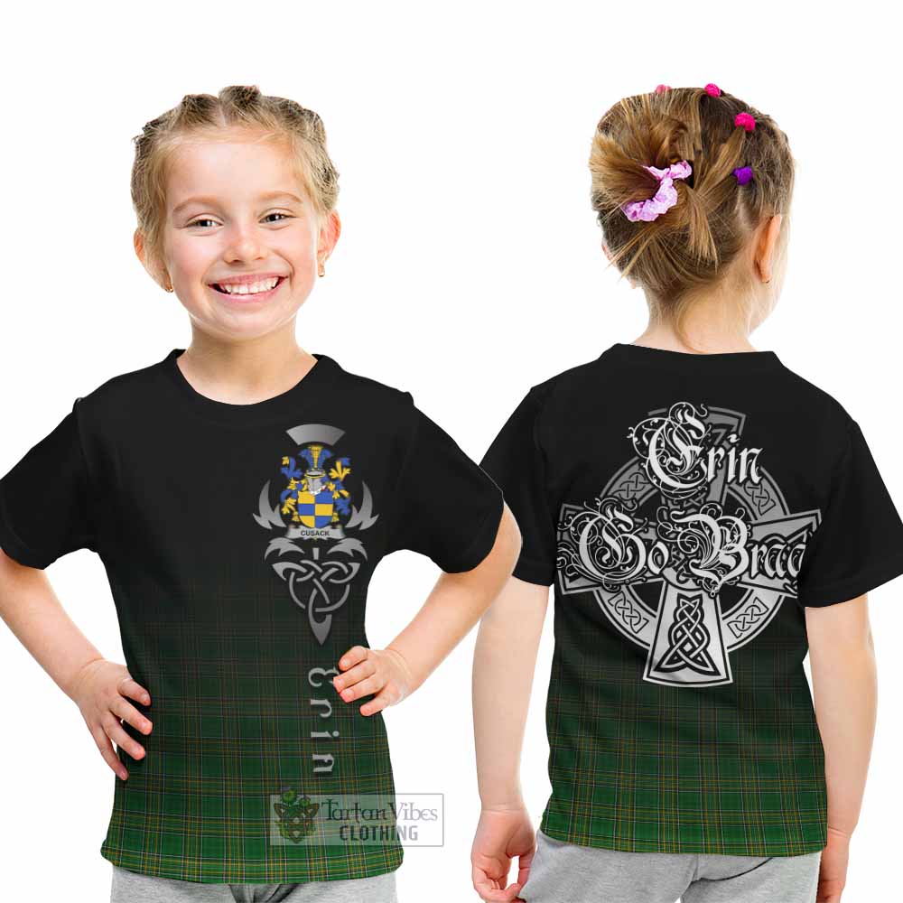 Cusack Irish Clan Kid T-Shirt with Coat of Arms Erin Go Bragh Celtic Inspired - Tartan Vibes Clothing