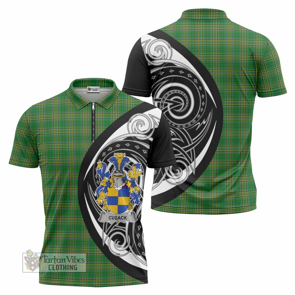 Cusack Irish Clan Zipper Polo Shirt Celtic Circle Style - Tartan Vibes Clothing