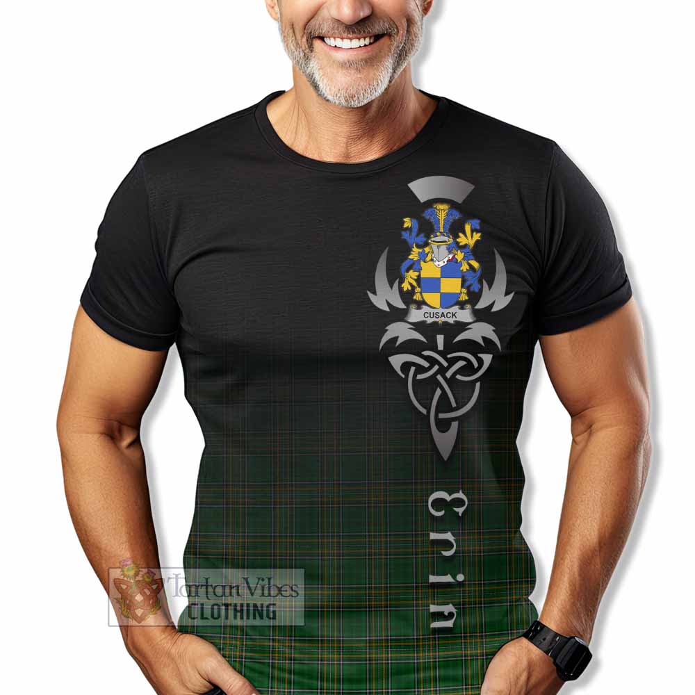 Cusack Irish Clan T-Shirt with Coat of Arms Erin Go Bragh Celtic Inspired - Tartan Vibes Clothing