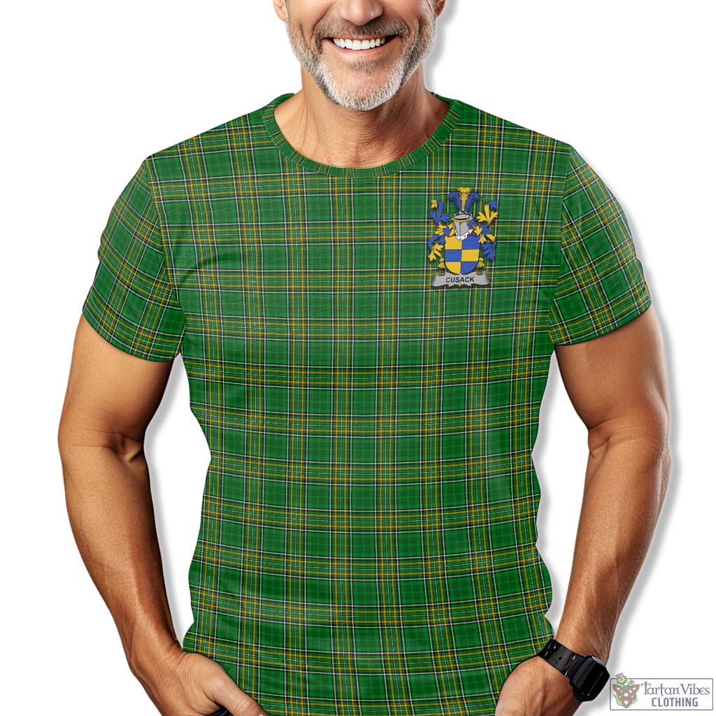 Cusack Irish Clan Tartan T-Shirt with Family Seal - Tartan Vibes Clothing