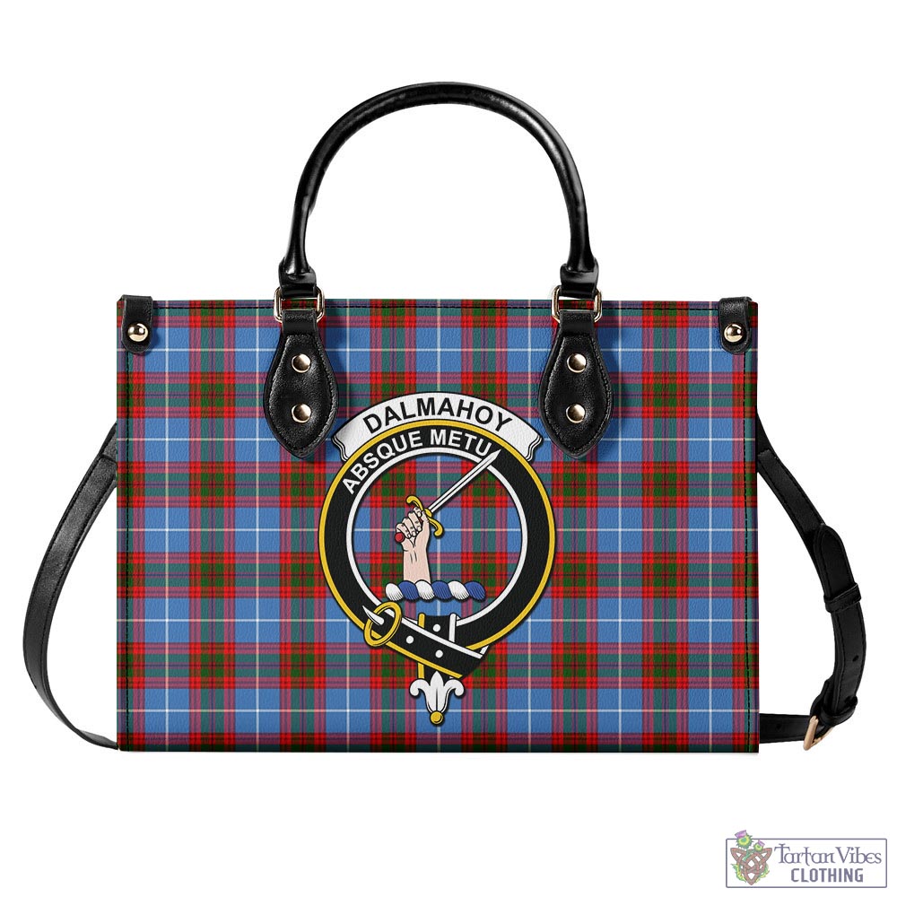 Dalmahoy Tartan Luxury Leather Handbags with Family Crest - Tartan Vibes Clothing