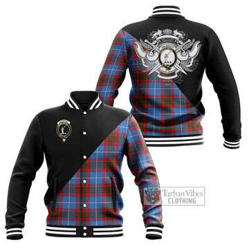 Dalmahoy Tartan Baseball Jacket with Family Crest and Military Logo Style Unisex - Tartan Vibes Clothing