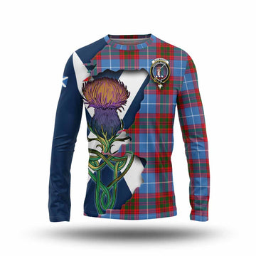 Tartan Vibes Clothing Dalmahoy Tartan Family Crest Long Sleeve T-Shirt Scottish Thistle Celtic Inspired