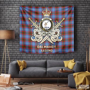 Dalmahoy Tartan Tapestry with Clan Crest and the Golden Sword of Courageous Legacy Tapestry - Tartan Vibes Clothing
