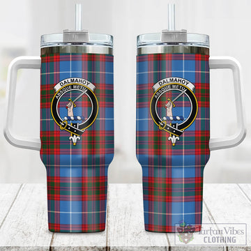 Dalmahoy Tartan Tumbler with Handle with Family Crest One Size 40 OZ - Tartan Vibes Clothing