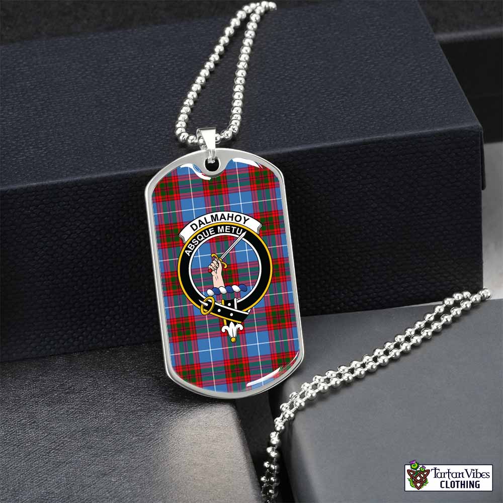 Dalmahoy Tartan Dog Tag Necklace with Family Crest Silver No - Tartan Vibes Clothing